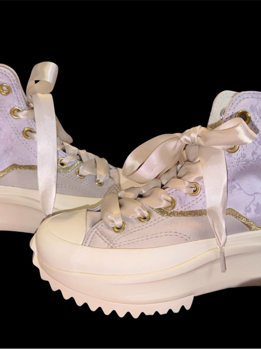 Brand new! One of a kind Converse High Top Sneakers in Lavender & Cream - Picture 2 of 10
